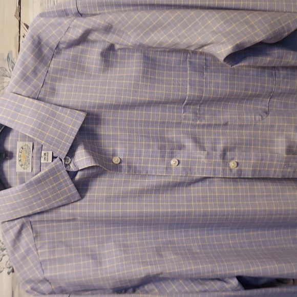 Eagle shirt makers blue yellow and white plaid with French cuffs size 17 34/35 - Picture 1 of 3